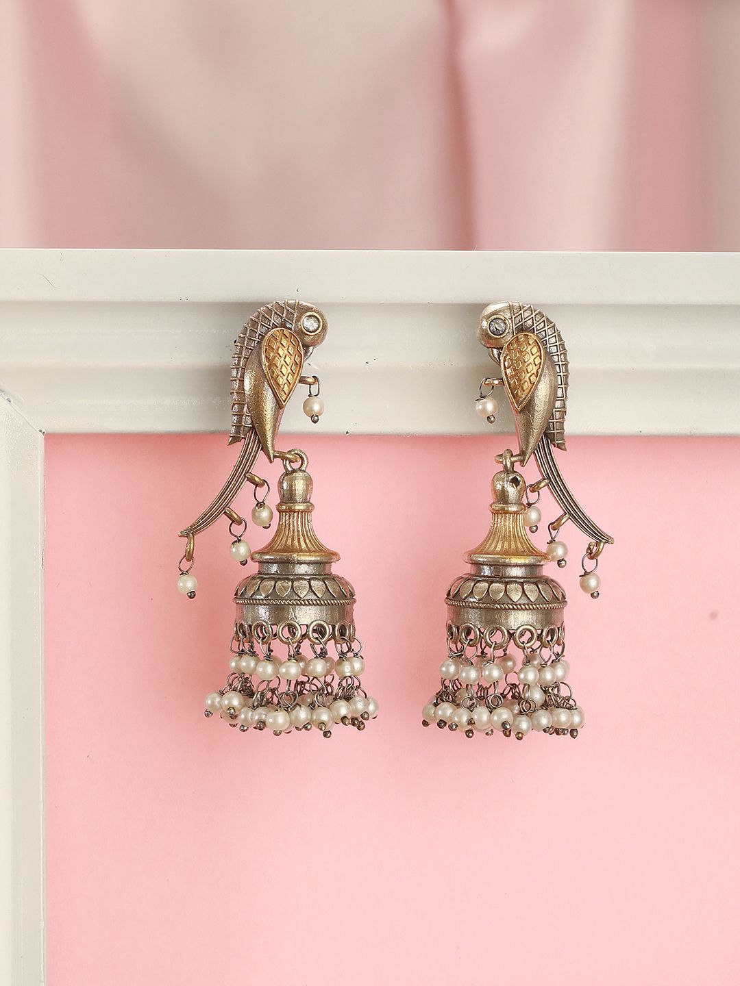 Antique Beaded Pearl Jhumka Earrings