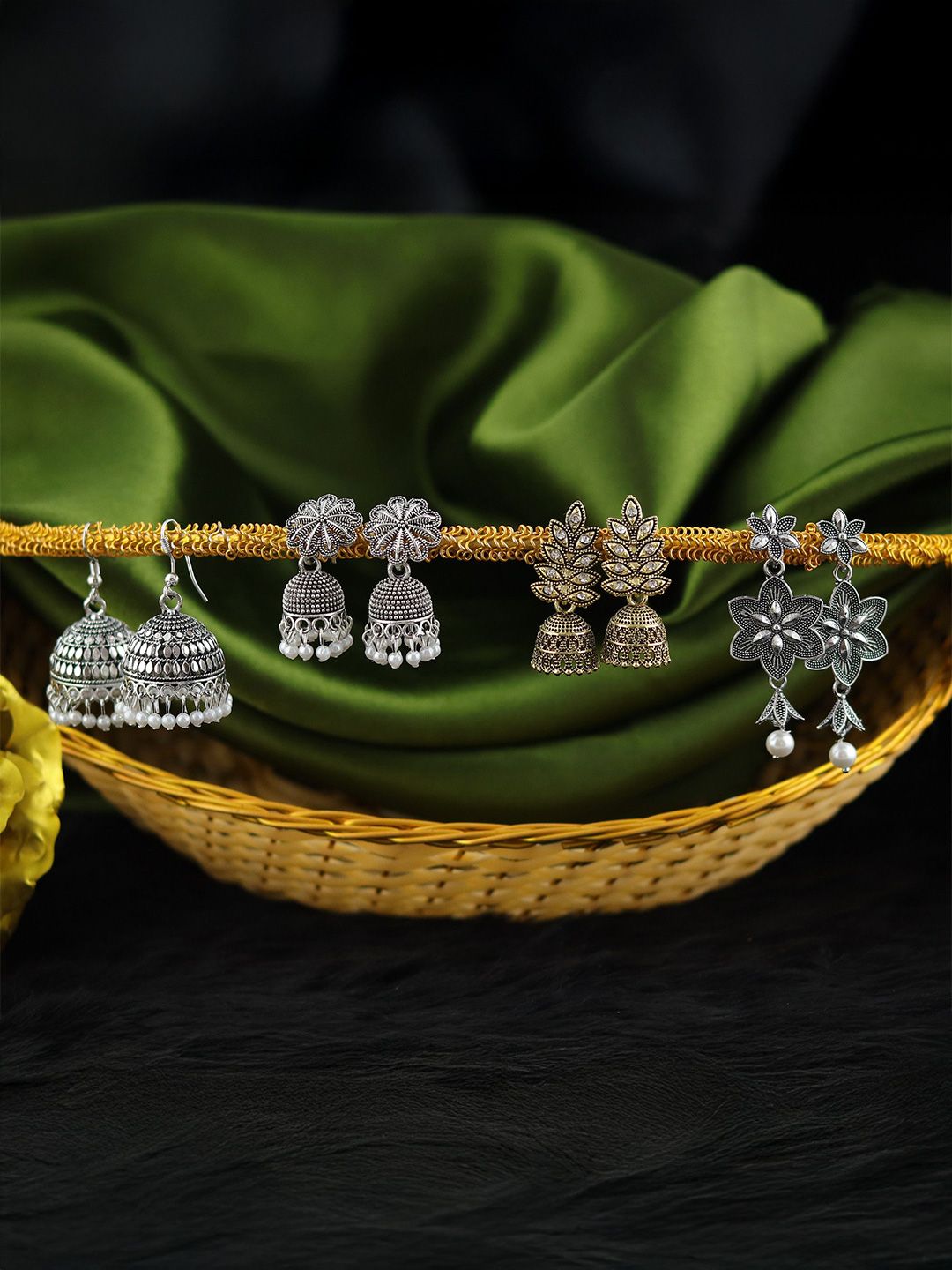 Beaded Stone Studded Jhumka for Women