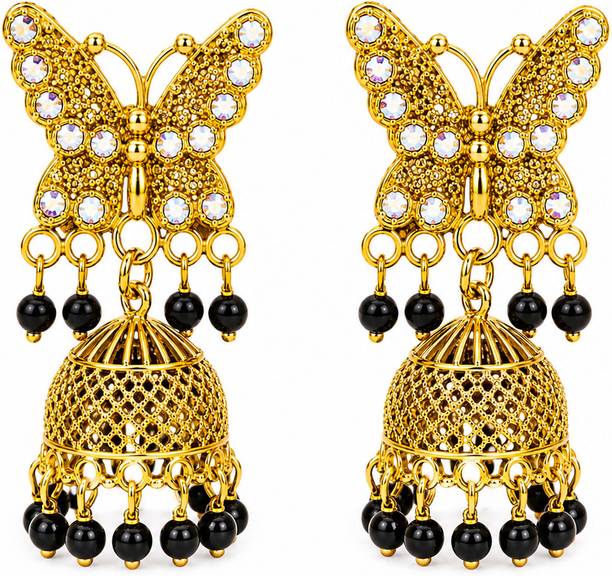 Black Butterfly Jhumka Earrings for Ethnic Wear