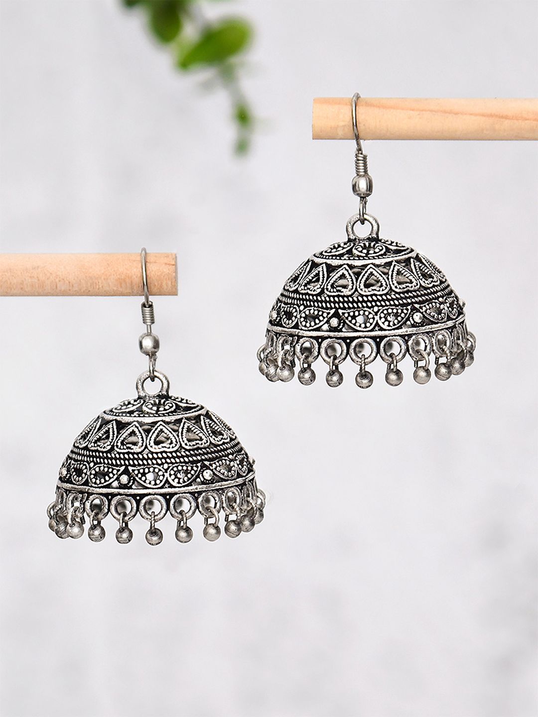 Captivating Traditional Indian Jhumka Earrings for Women | Artificial Oxidized Silver Finish