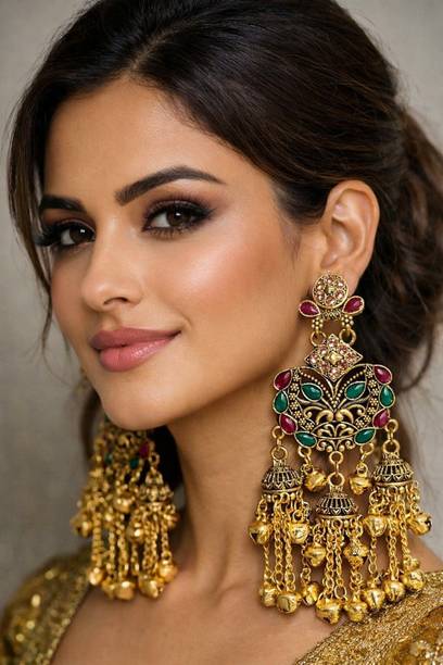 Classic Gold Finish Jhumka Earrings for Her