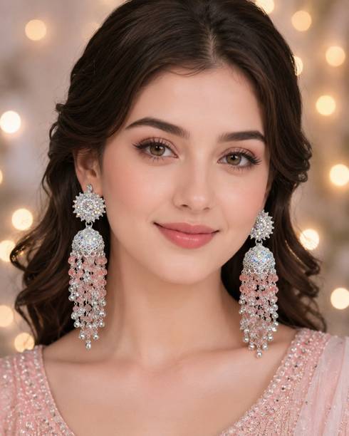 Crystal Blossom Tassel Jhumka