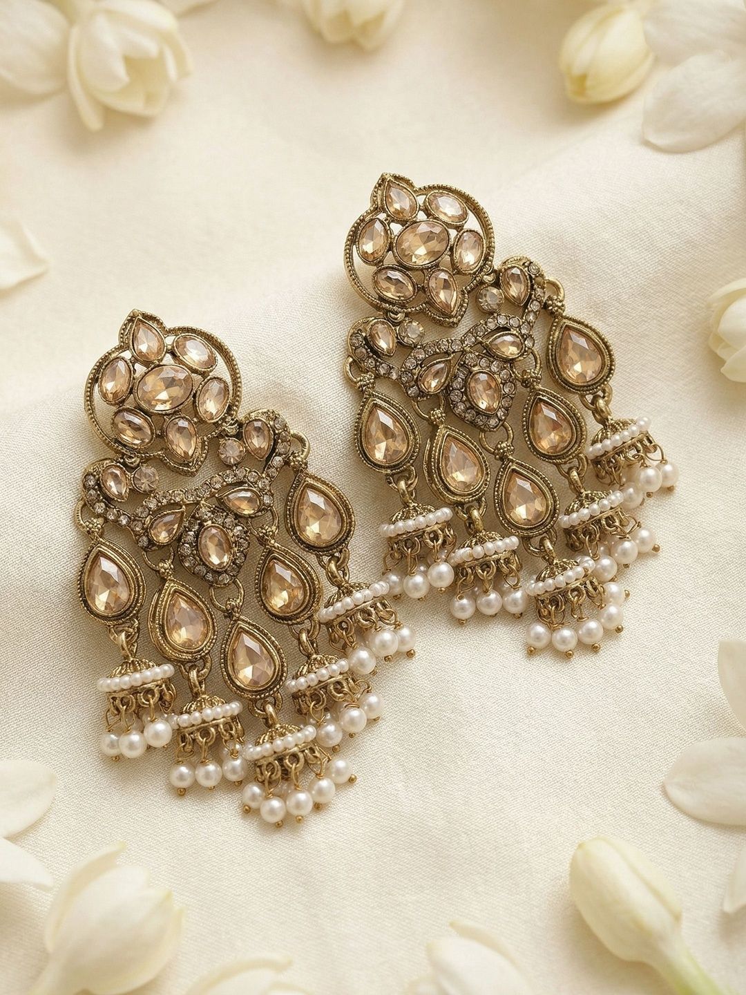 Designer Gold Plated Traditional Jhumka Earrings