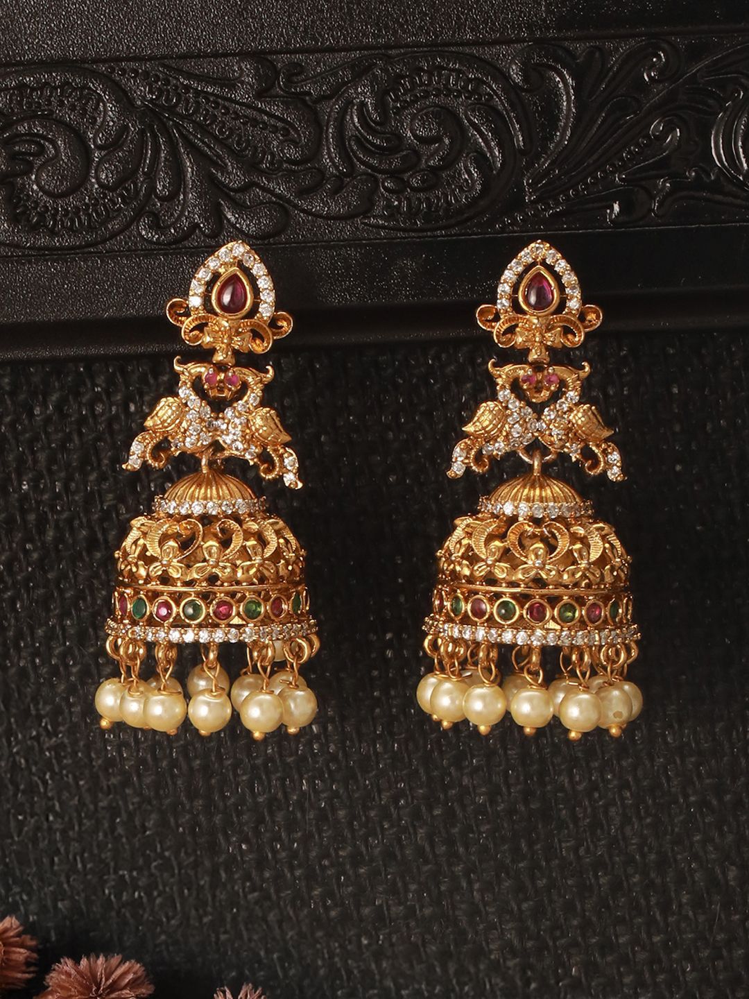Diamond Studded Dome Jhumka Earrings