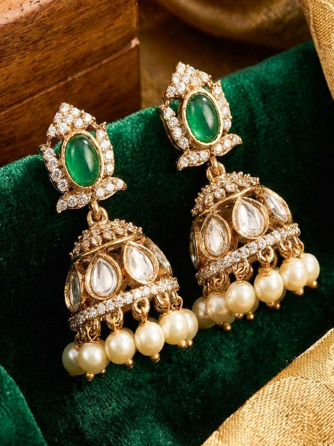 Elegant Gold-Plated Traditional Jhumka Earrings