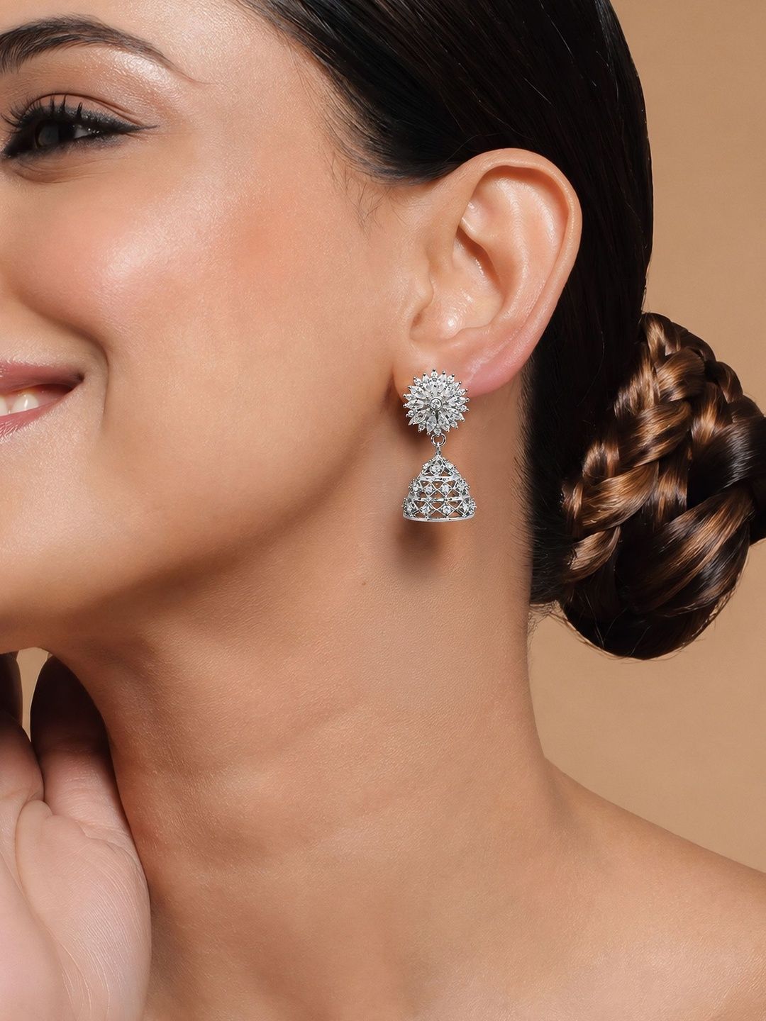 Elegant Silver-Plated Jhumka Earrings for Festive Wear