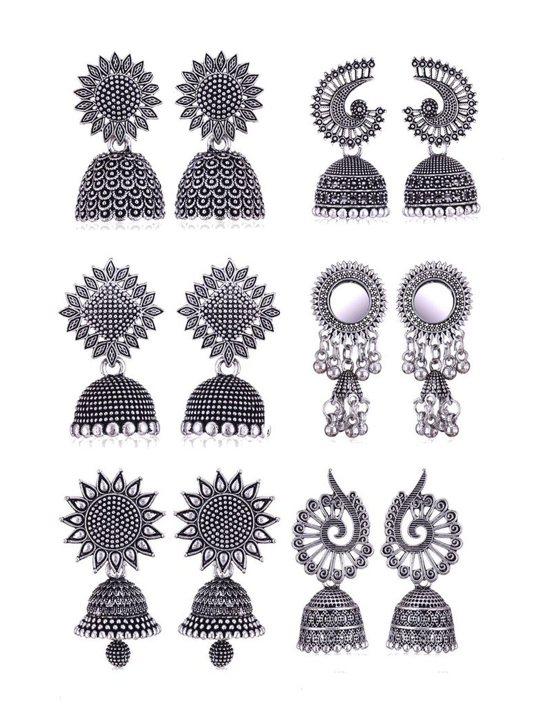 Ethnic Silver Oxidized Jhumka for Women