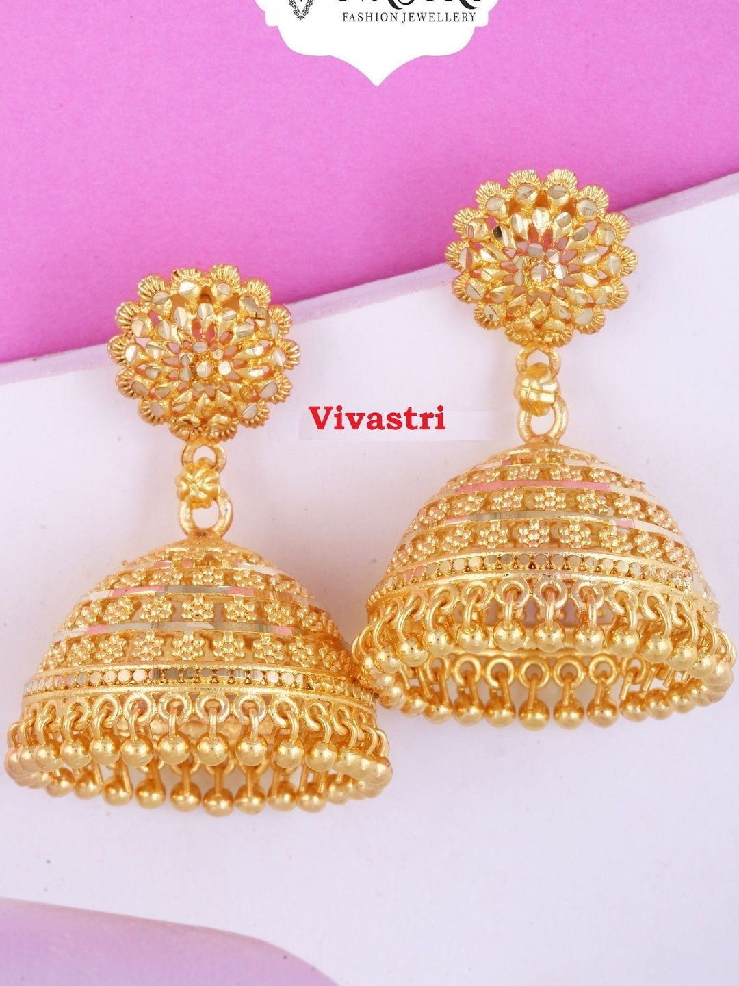 Exquisite Gold-Plated Traditional Jhumka Earrings | Ethnic Indian Design
