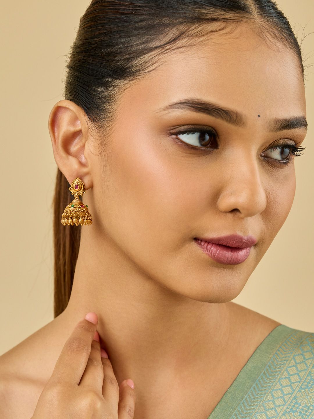 Exquisite Gold-Plated Traditional Jhumka Earrings | Indian Ethnic Style