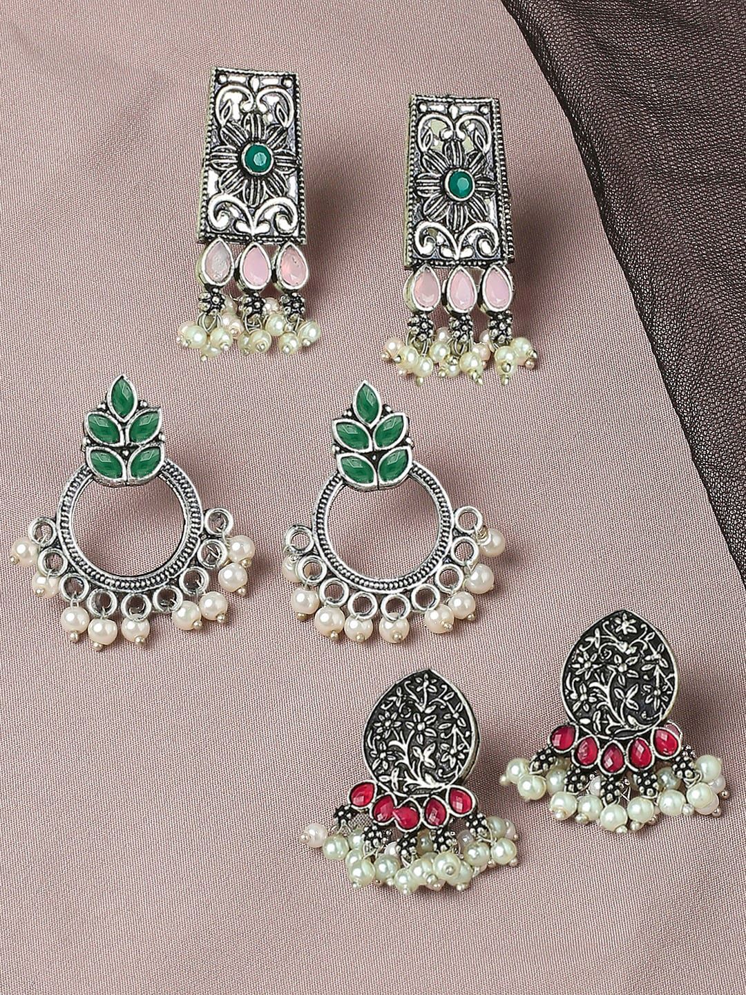 Exquisite Oxidized Jhumkas: Ethnic Artificial Pearl Drop Earrings