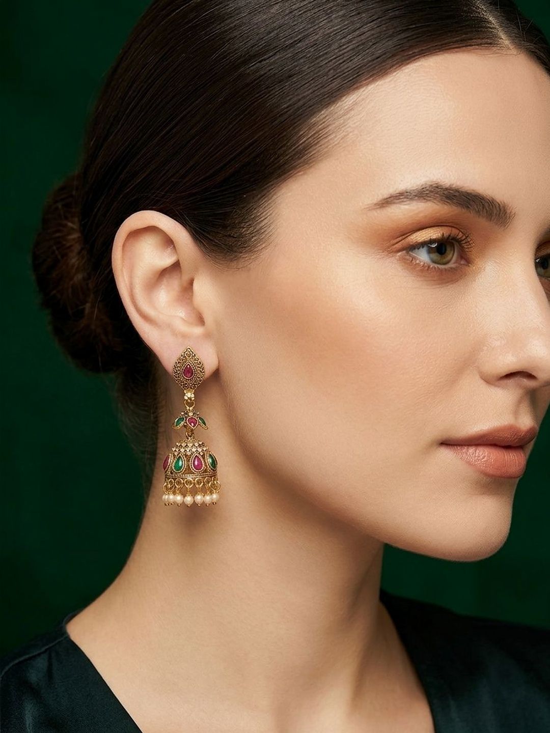 Geometric Design Jhumka Earrings