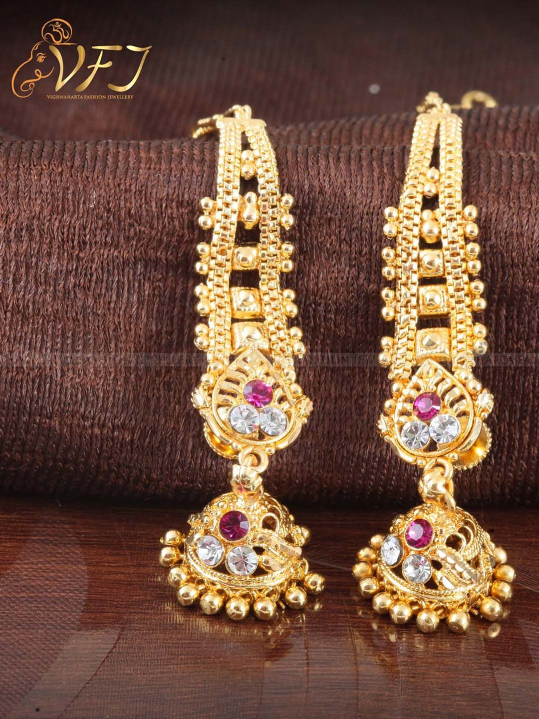 Gold Floral Jhumka Earrings