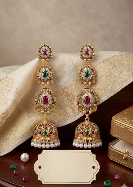 Gold-Plated 3D Jhumka Design