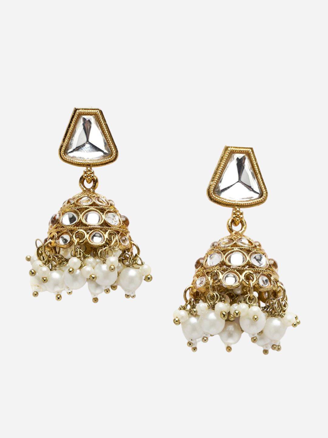 Gold Plated Kundan Pearl Jhumka for Women