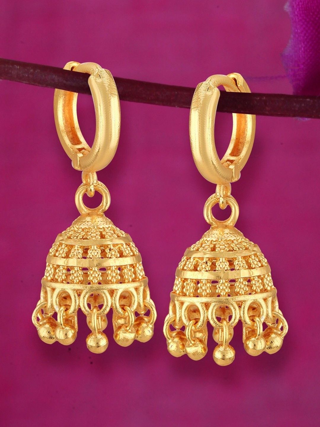 Gold Plated Stone Studded Jhumka for Women