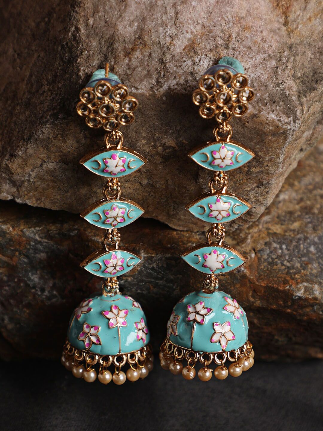 Jazz And Sizzle Turquoise Blue Jhumka