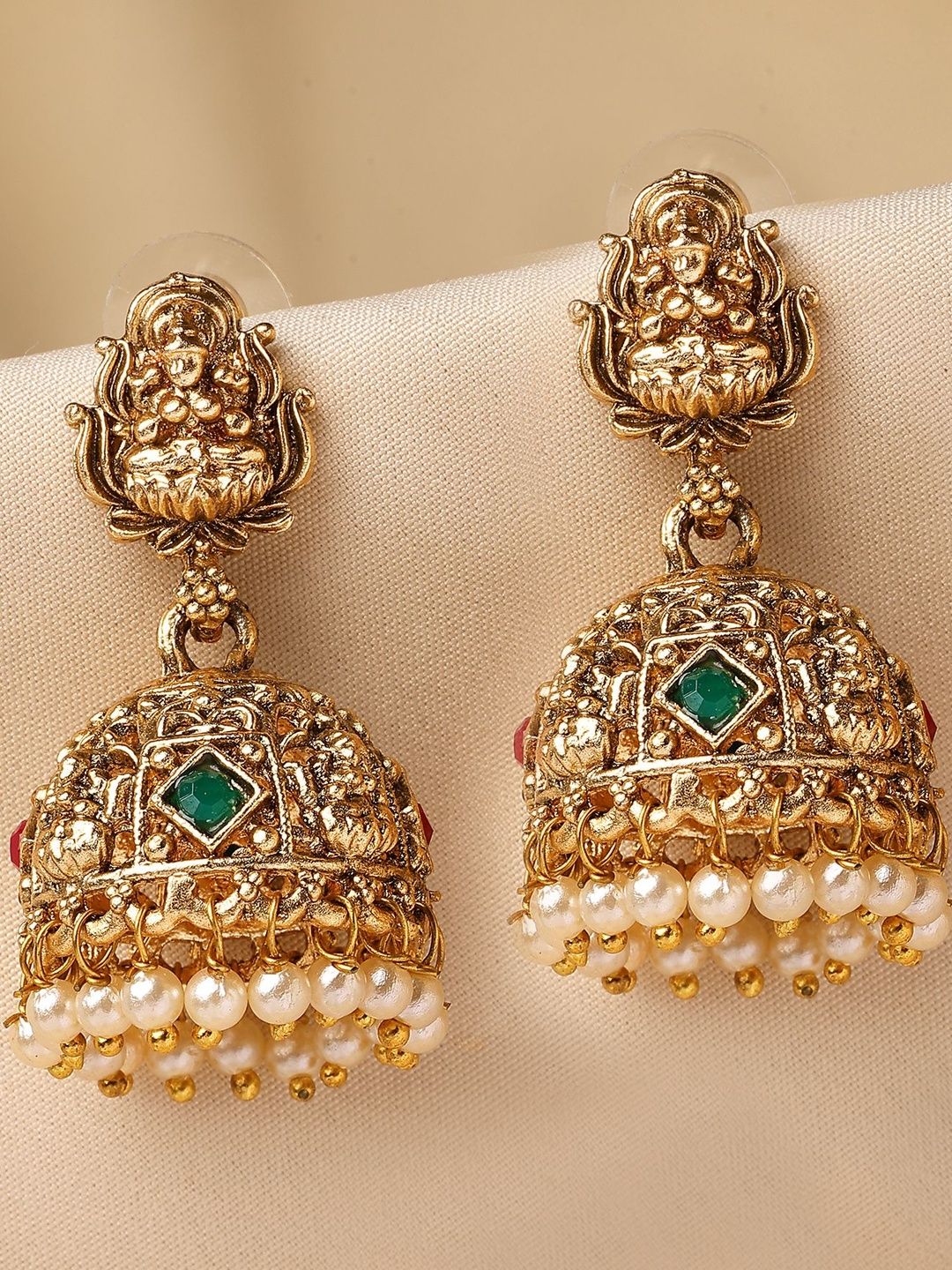 Karatcart Gold Plated Dome Jhumka Earrings