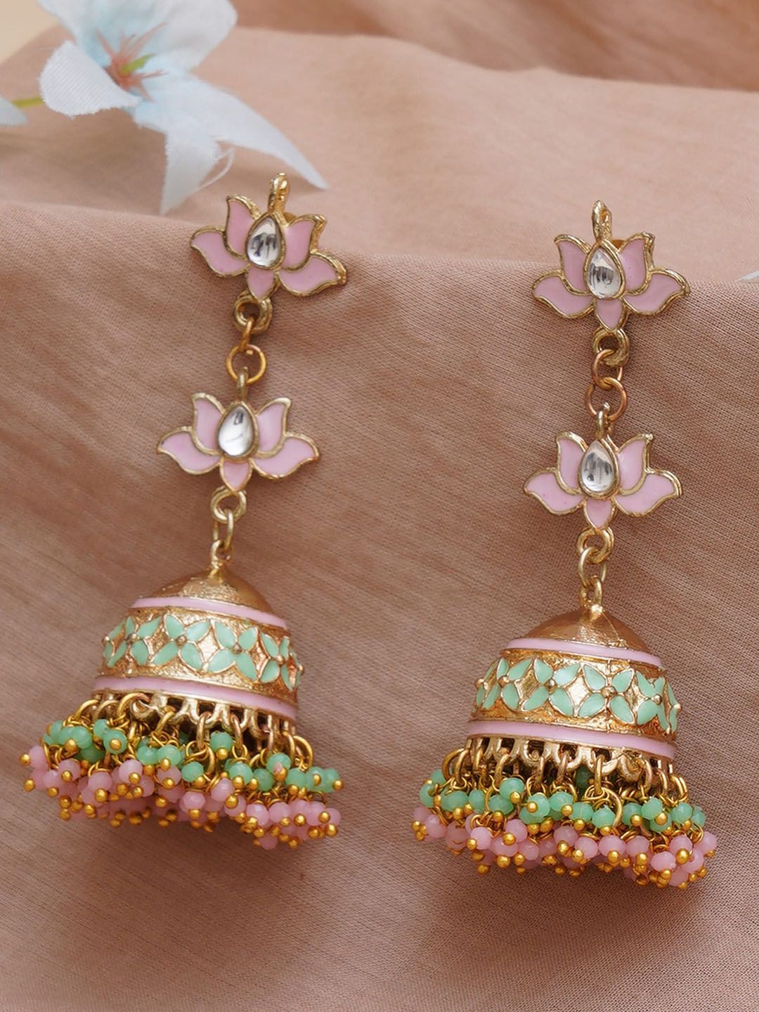 KARATCART Kundan Gold Plated Jhumka