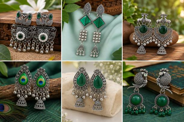 Krythia Fashion Emerald Heritage Jhumka