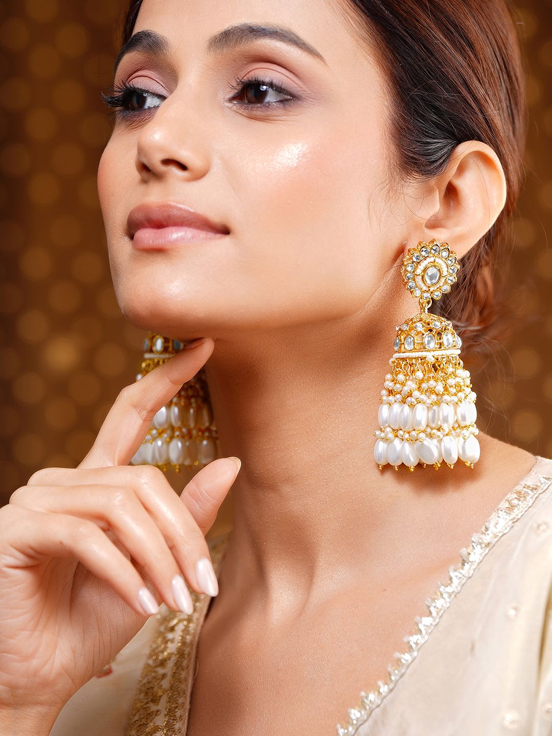 Kundan Pearl Dome Jhumka