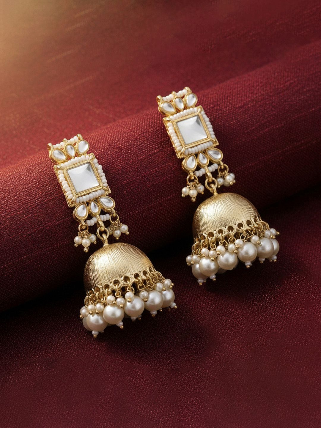 Kundan Studded Gold Plated Jhumka