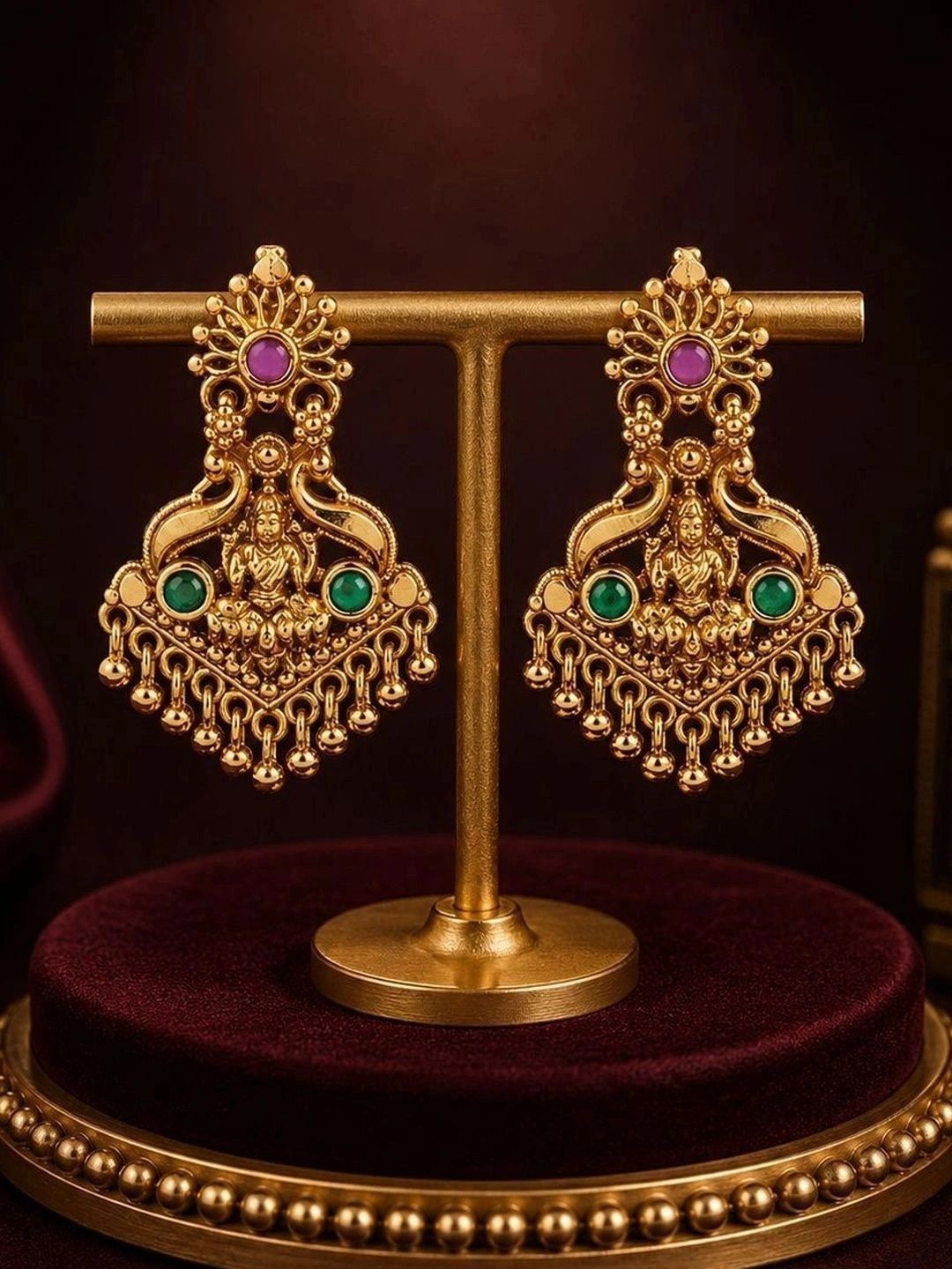 Leaf Motif Ethnic Jhumka Earrings