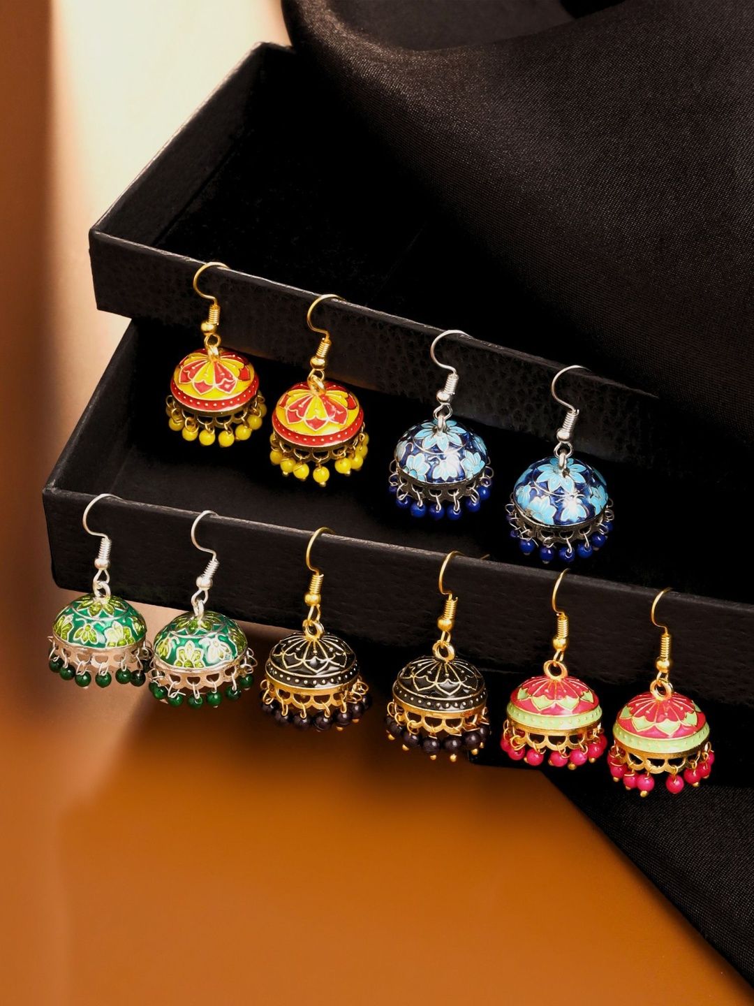 Meenakari Enamel Jhumka Earrings India | Traditional Gold Plated Designs