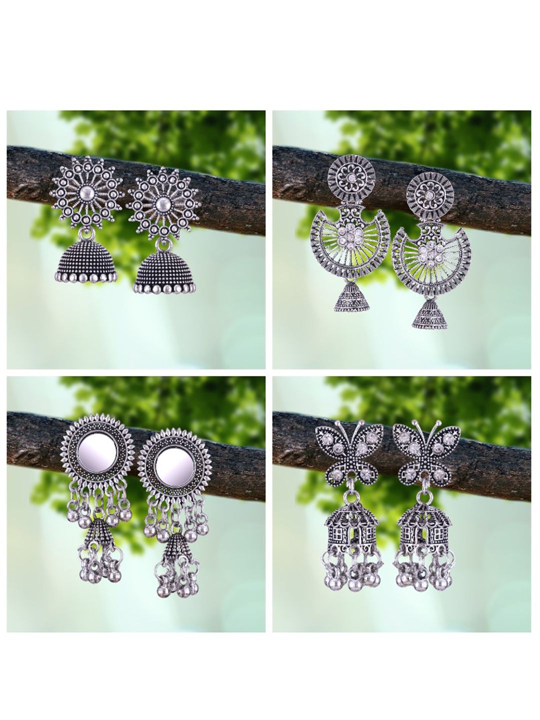 MEENAZ Oxidised Peacock Jhumka for Women