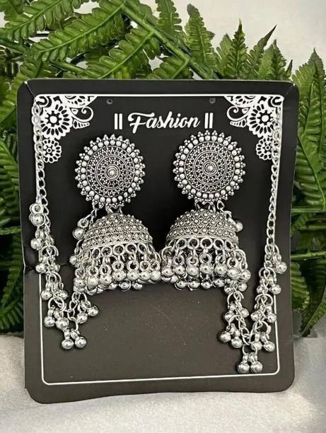 Om Enterprise Silver Oxidised Jhumka