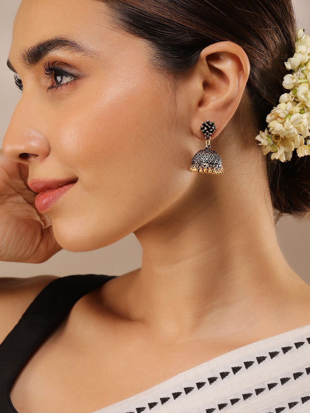 Oxidized Gold Plated Jhumka Earrings | Traditional Indian Designs