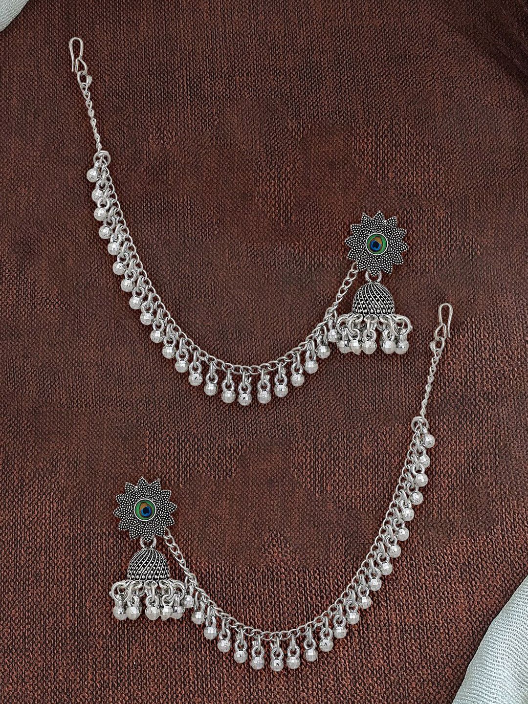 Oxidized Jhumka with Kaan Chain for Women