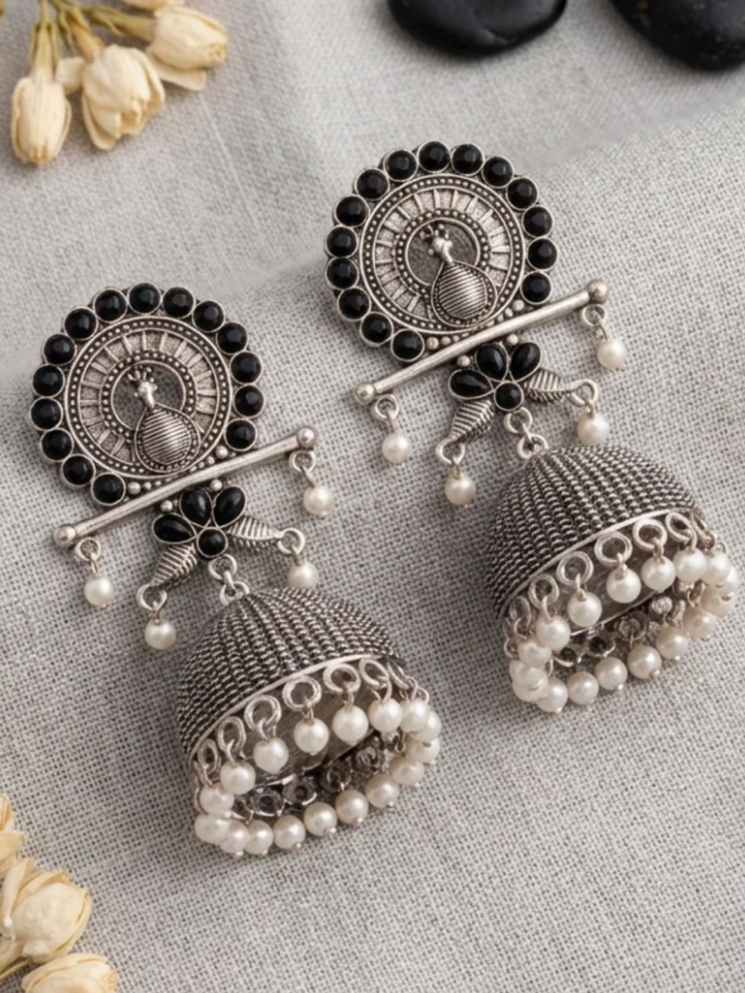 Oxidized Peacock Jhumka for Women
