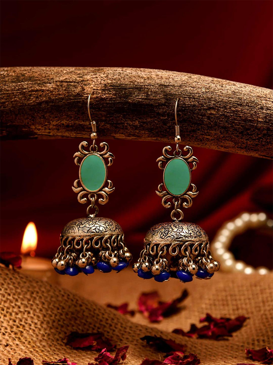 Oxidized Silver Dome Jhumka