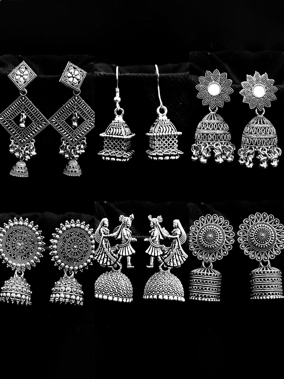 Oxidized Silver Jhumka Earrings | Traditional Artificial Indian Jewellery
