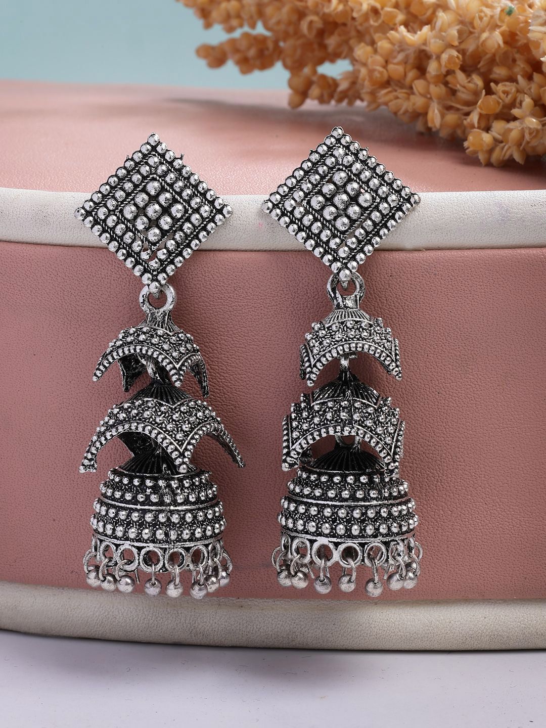 Oxidized Silver Jhumkas: Traditional Indian Earrings for Festive Occasions