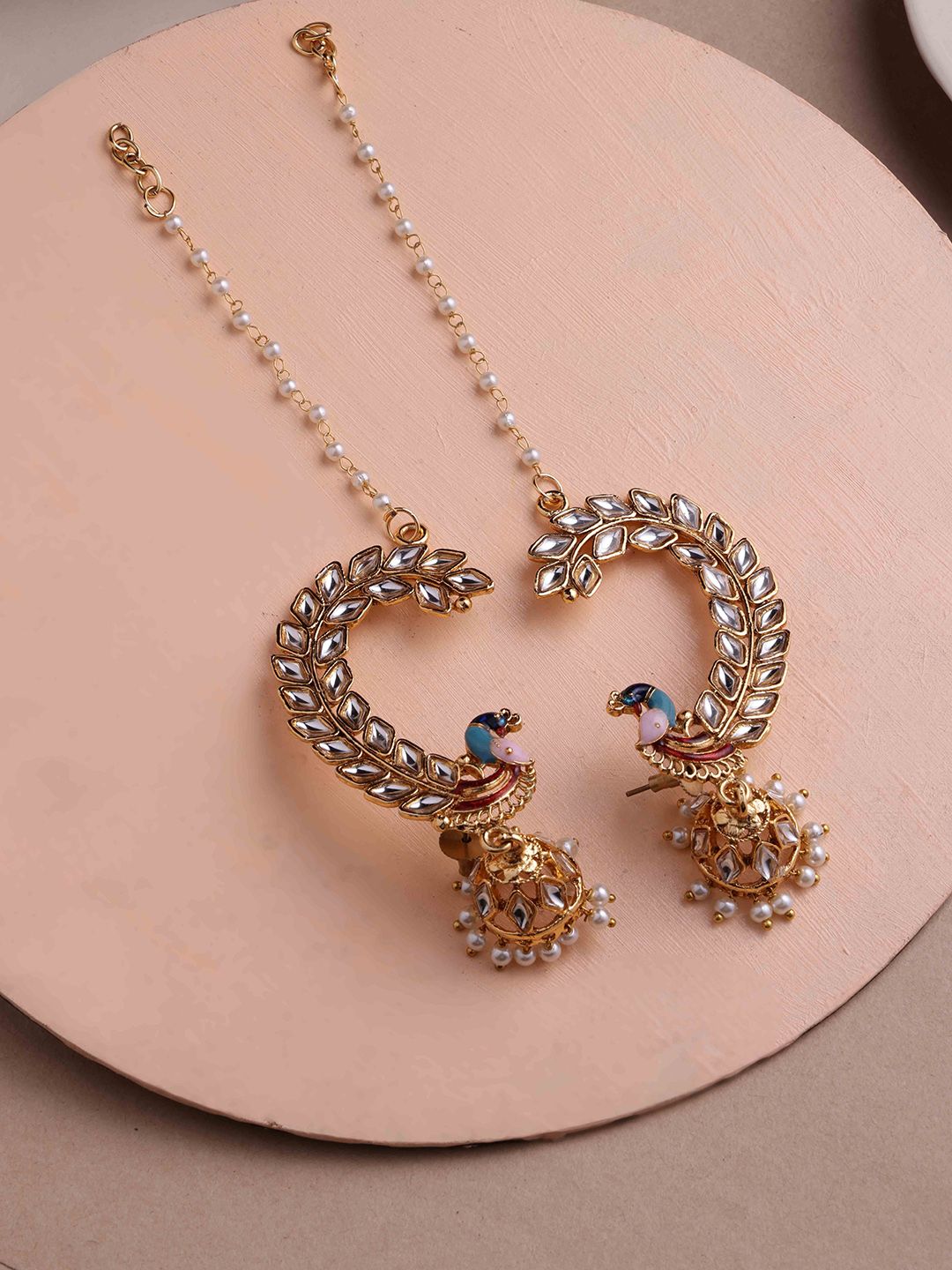 PANASH Gold Plated Kundan Jhumka Style