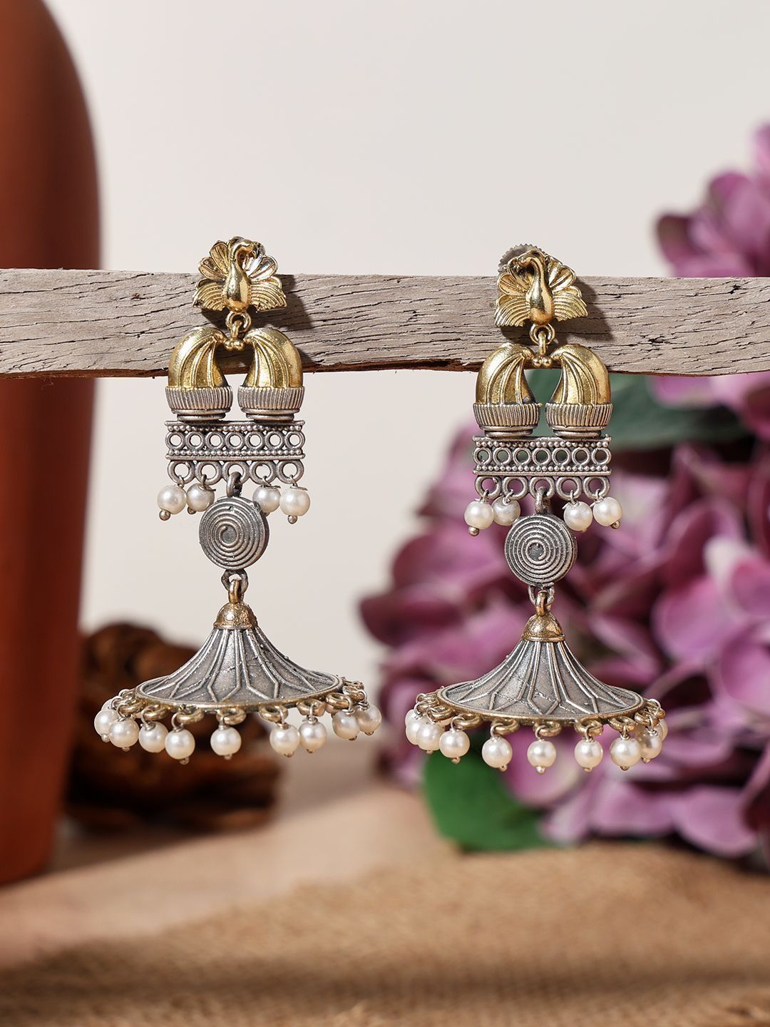 Peacock Shaped Jhumka Earrings