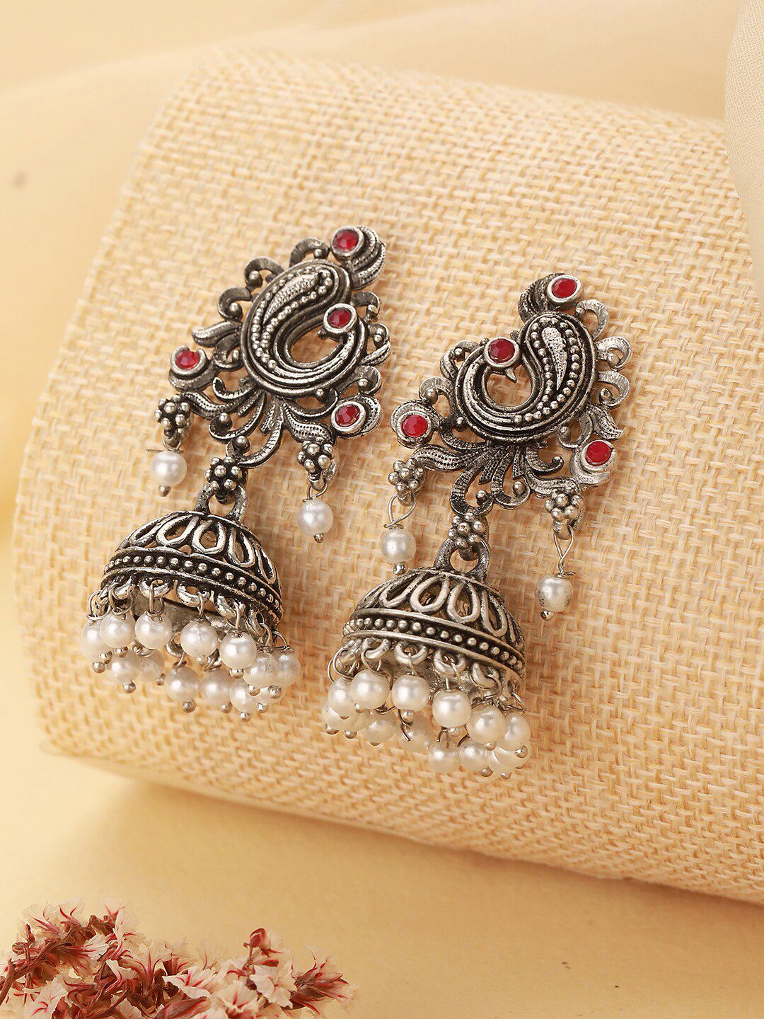 Peacock Stone Beaded Jhumka