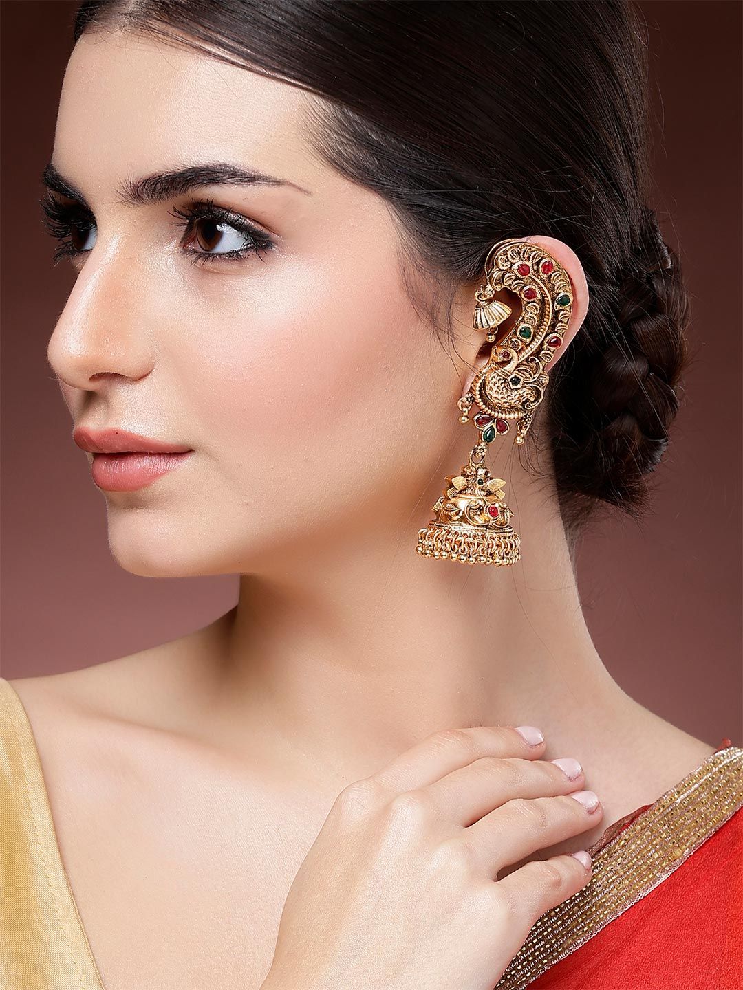 Peacock Stone Studded Jhumka for Women