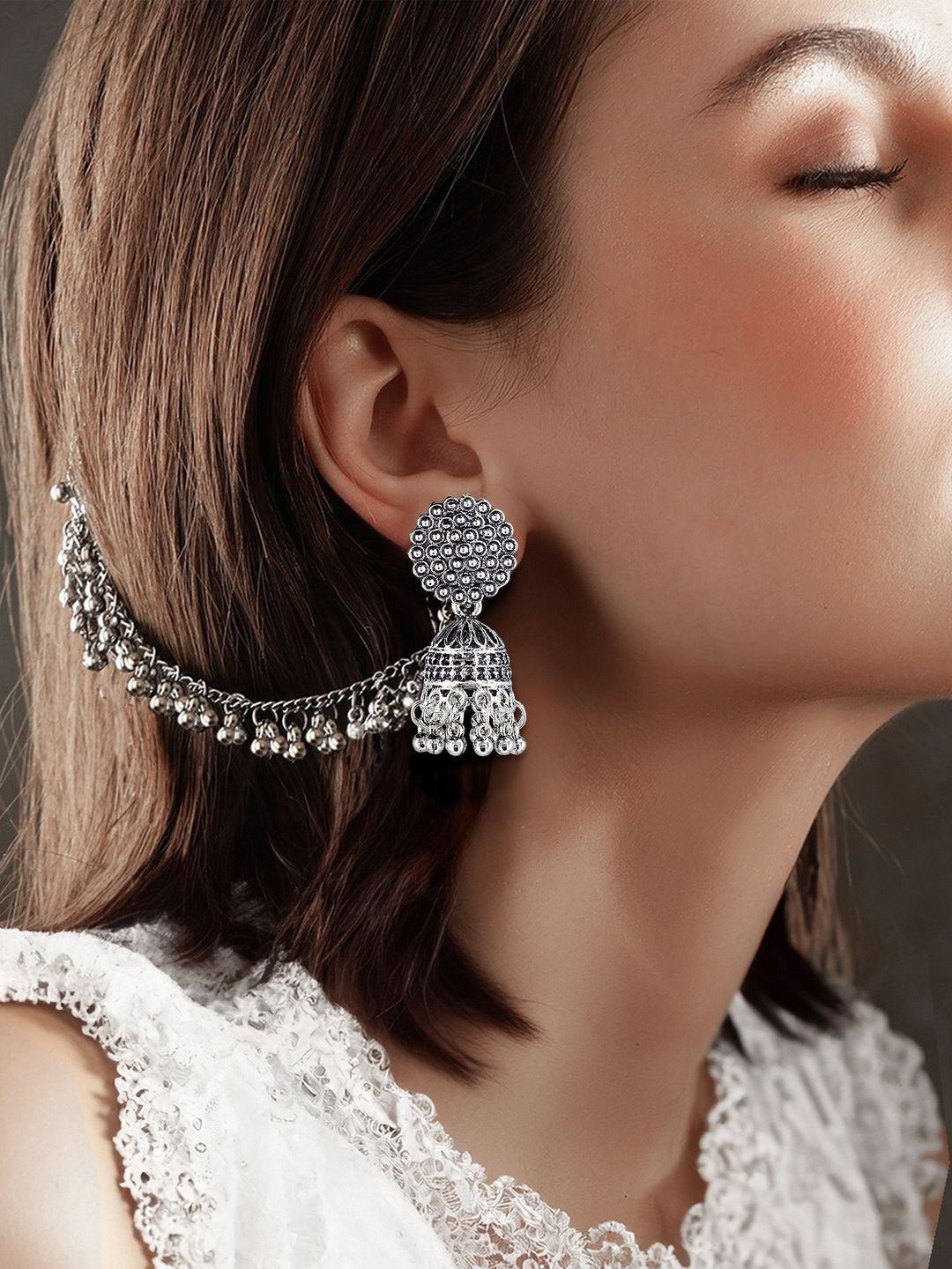 PRIVIU Geometric Jhumka for Women