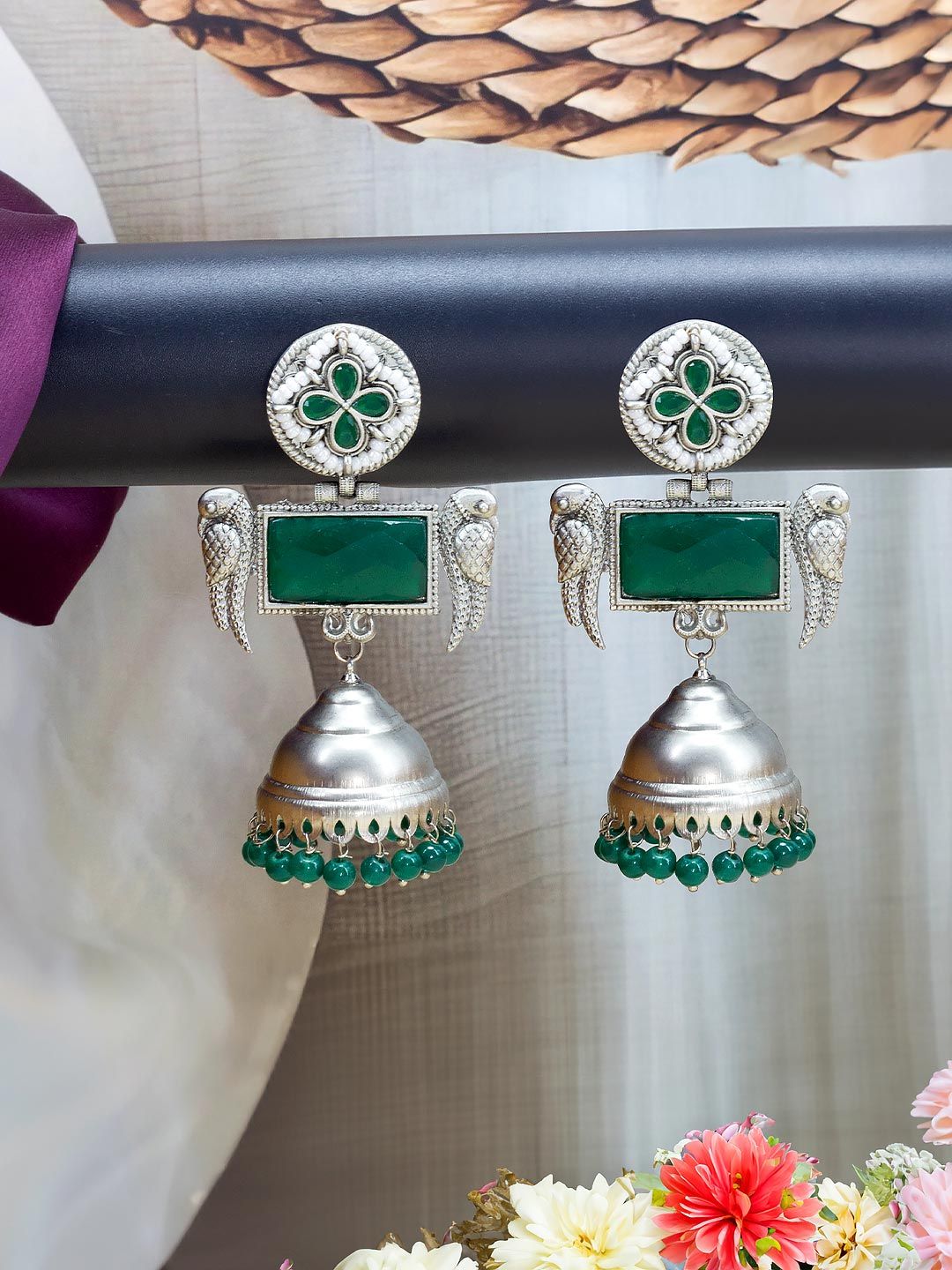 PRIVIU Silver Plated Classic Jhumka for women