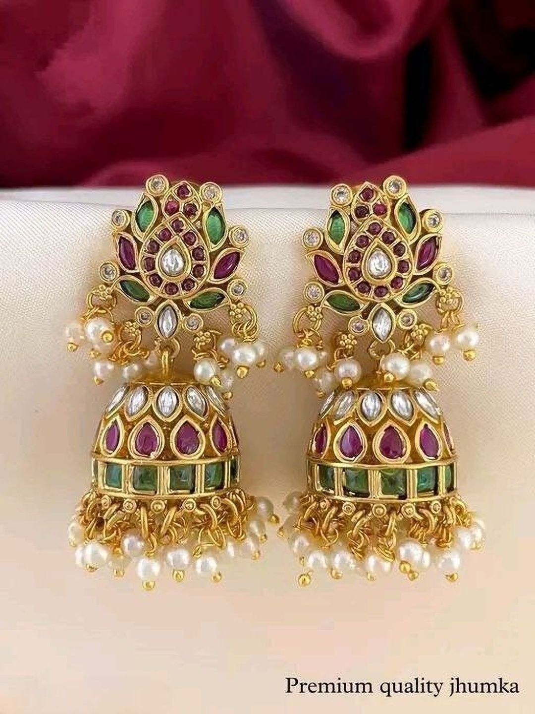 Radiant Traditional Gold Plated Jhumka Earrings | Premium Ethnic Wear Jhumkas