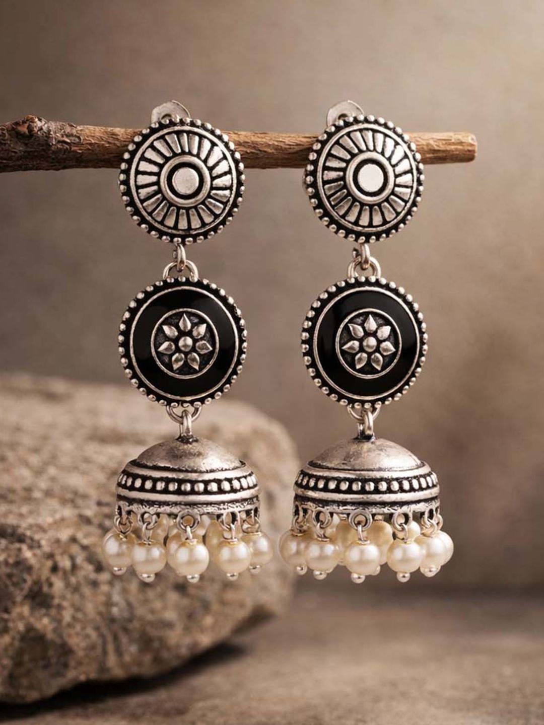 Rangabati Faux Pearl Layered Jhumka Style
