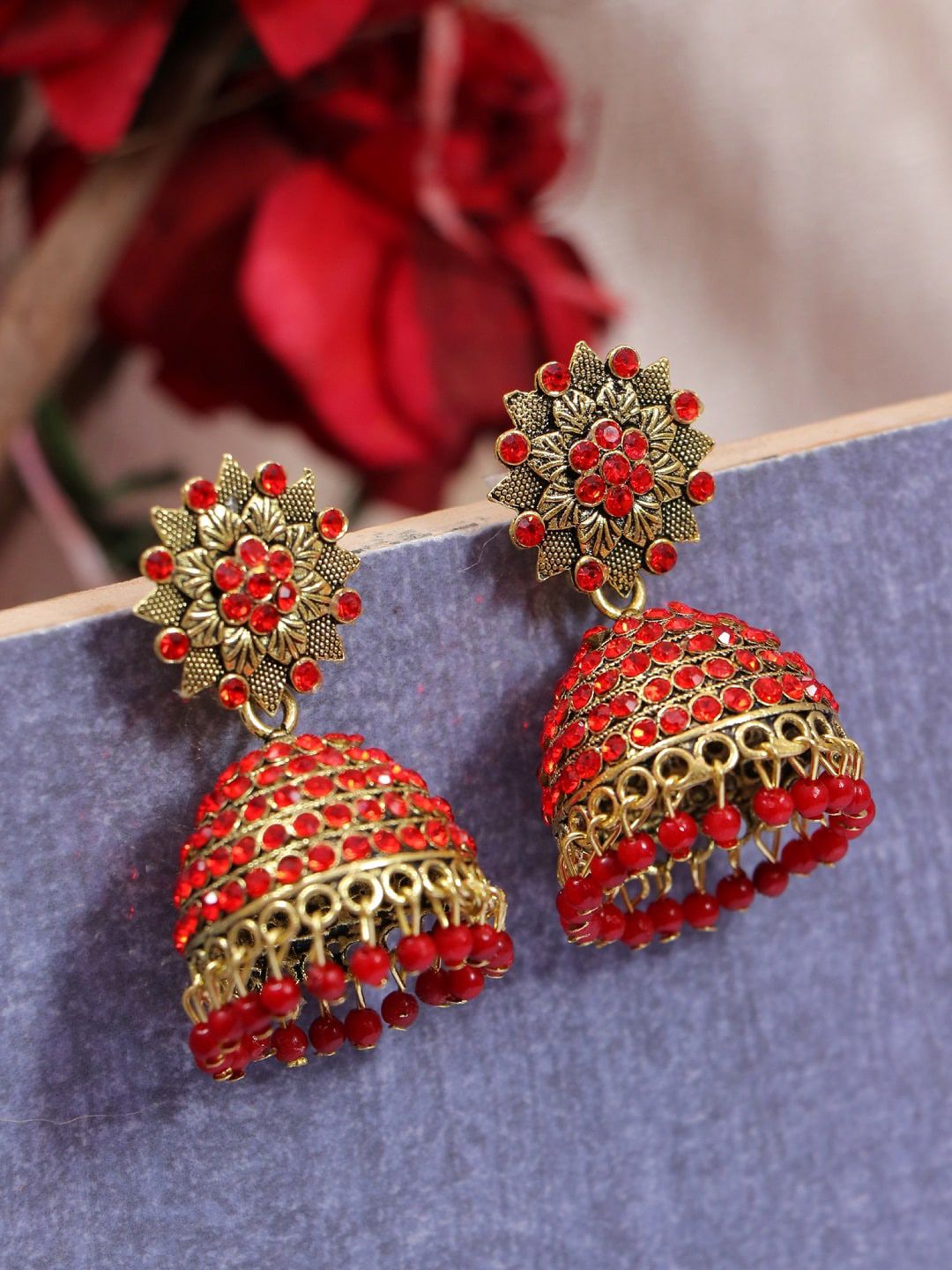 Red Contemporary Designer Jhumka for Women