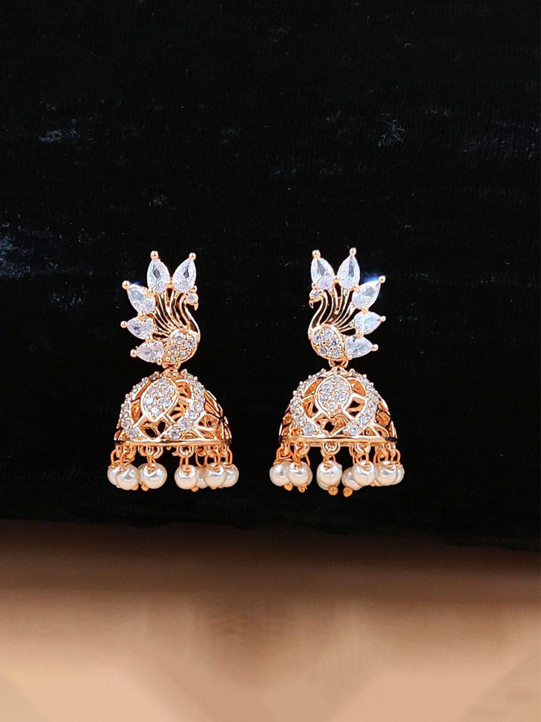 Rose Gold American Diamond Jhumka for Women