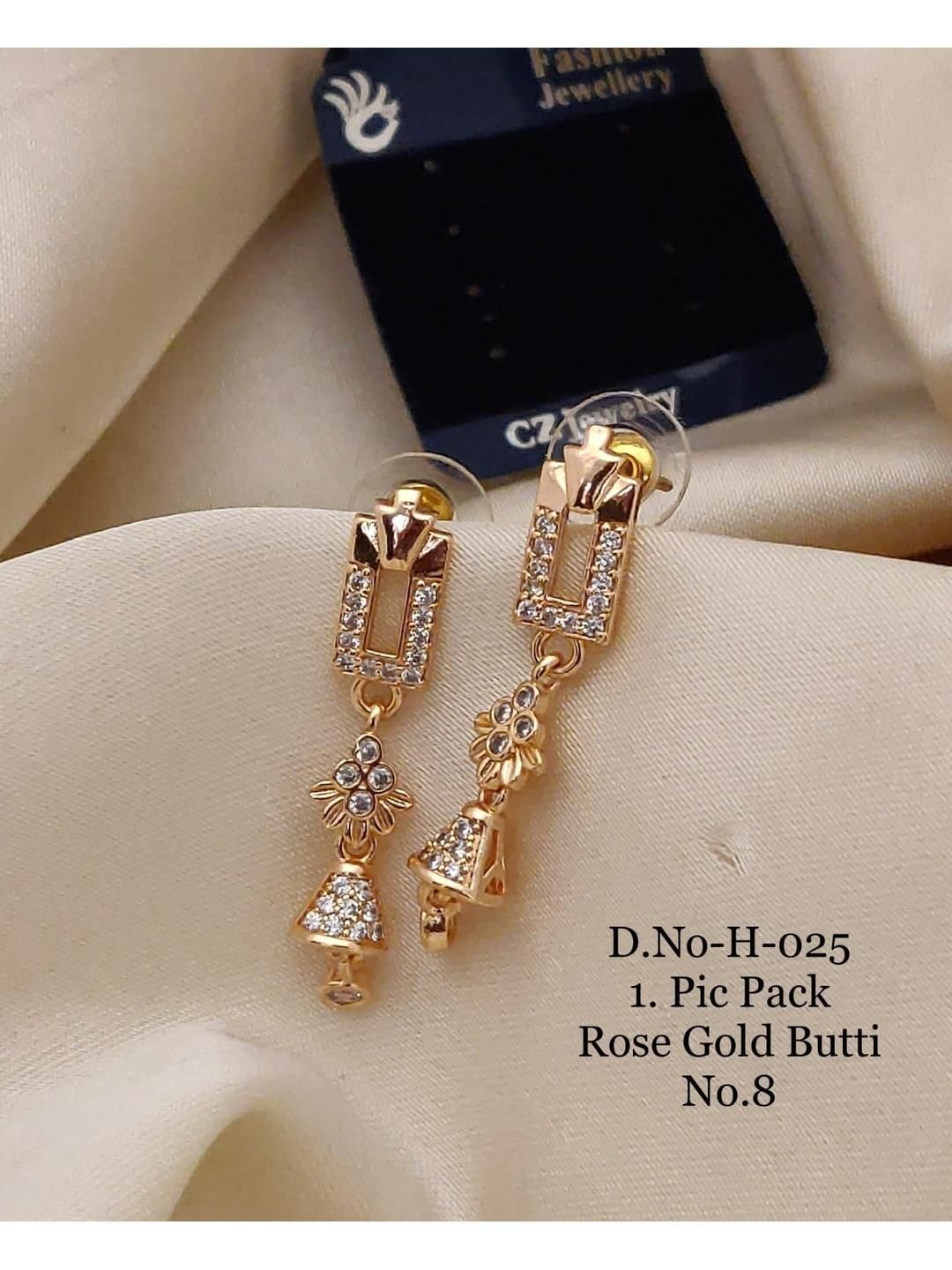 Rose Gold Plated CZ Jhumka Butti Earrings | Traditional Indian Artificial Jewellery