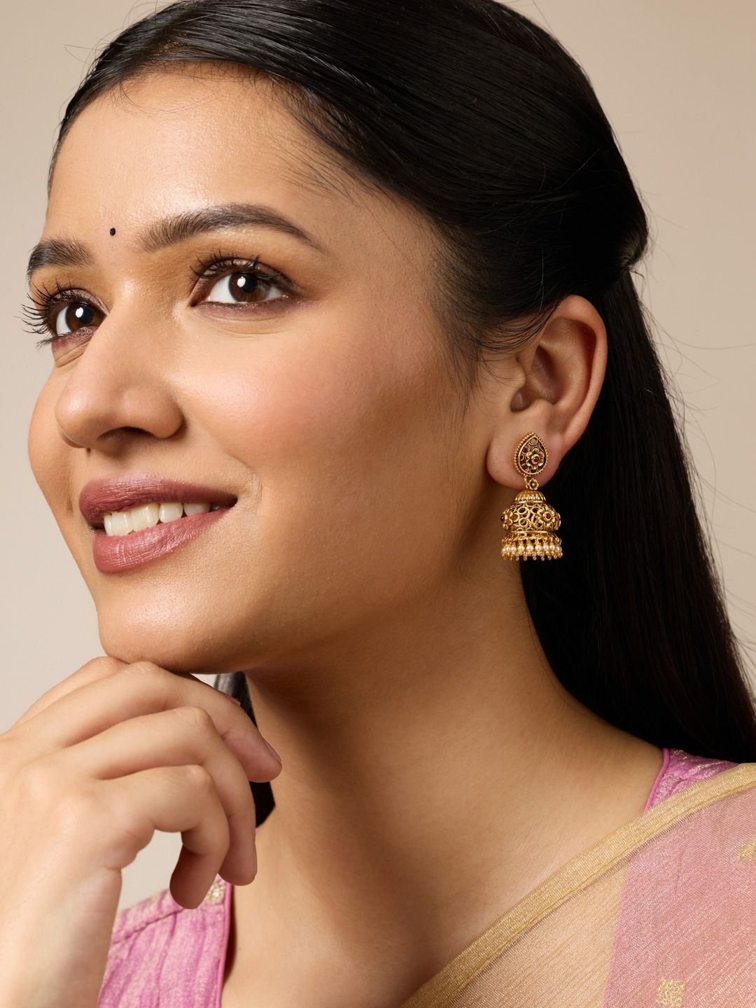 Ruby Dome Jhumka Earrings