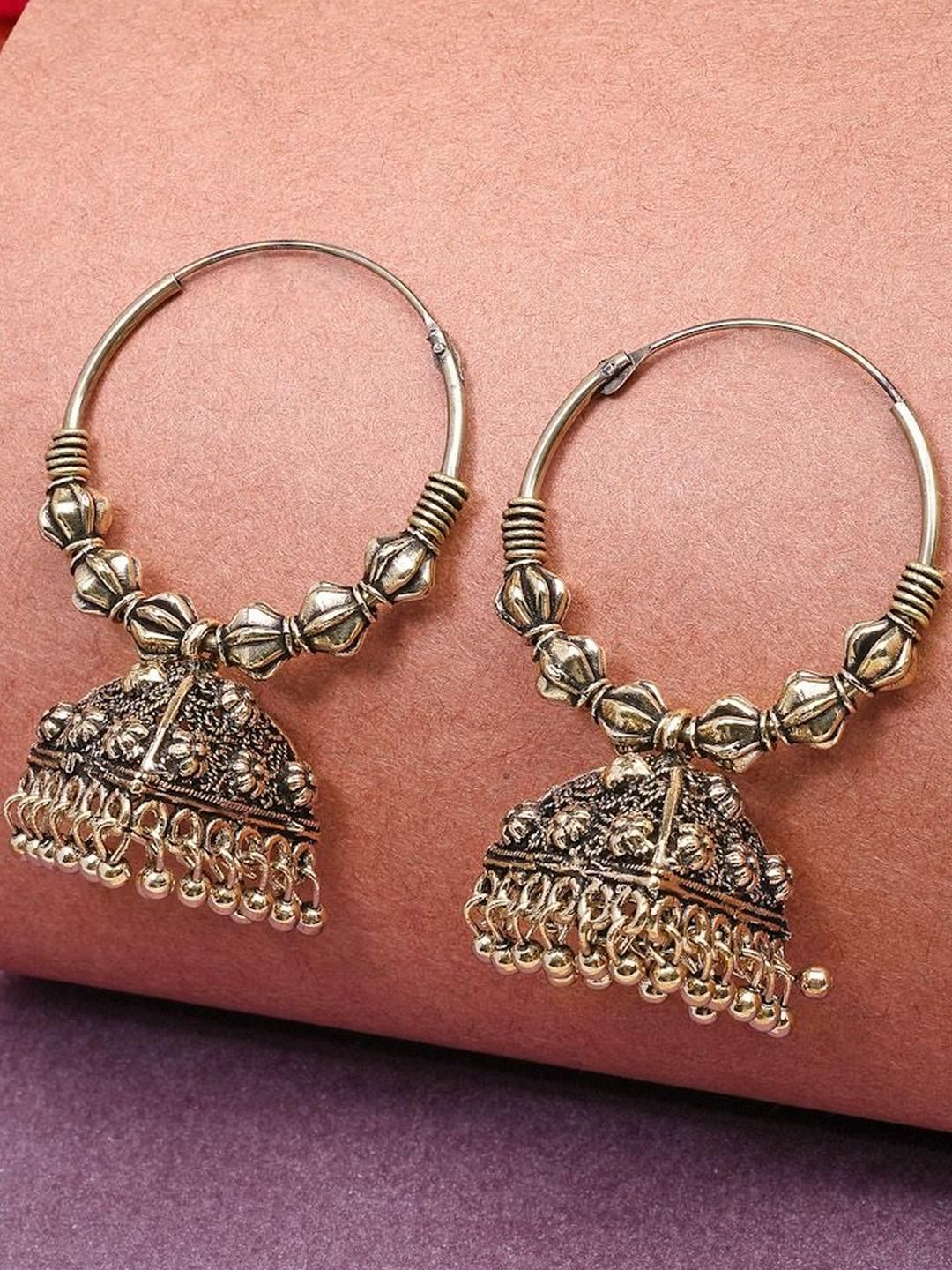 Sangria Gold Oxidized Ethnic Jhumka