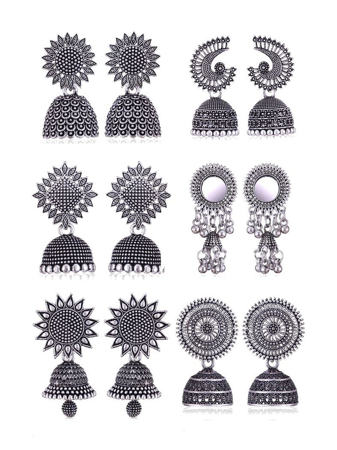Sangria Oxidised Jhumka Set for Women
