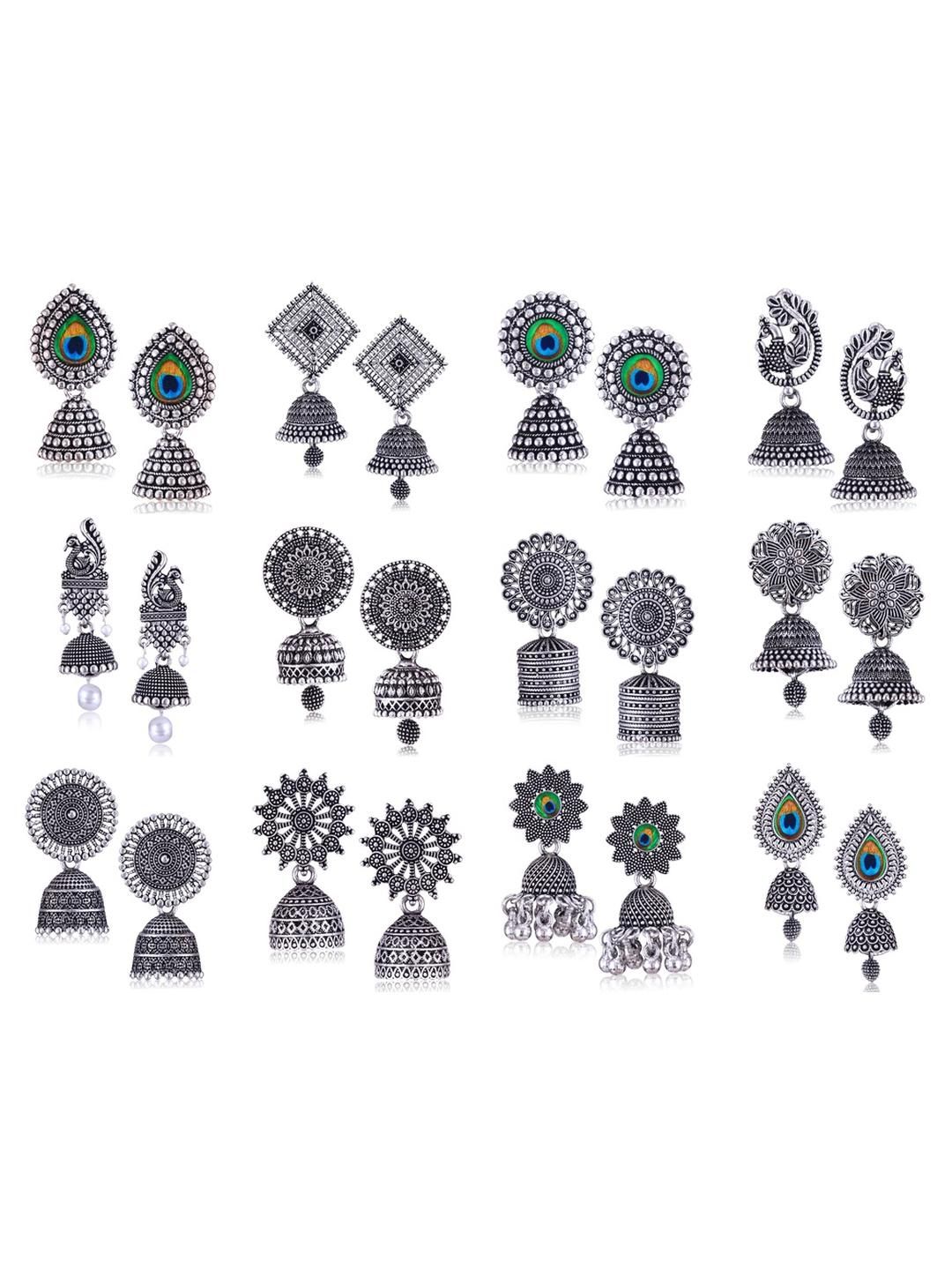 Sangria Silver Alloy Jhumka for Women